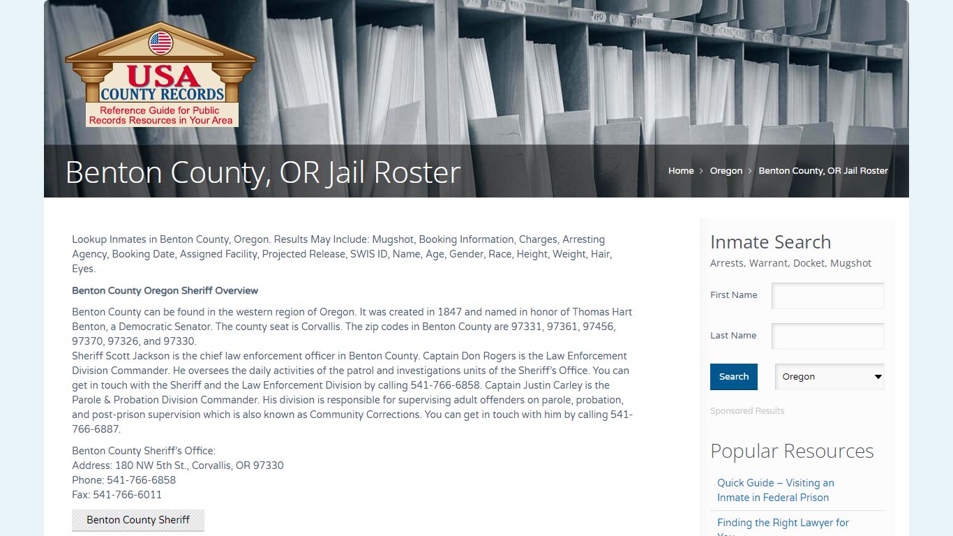 Benton County, OR Jail Roster | Name Search